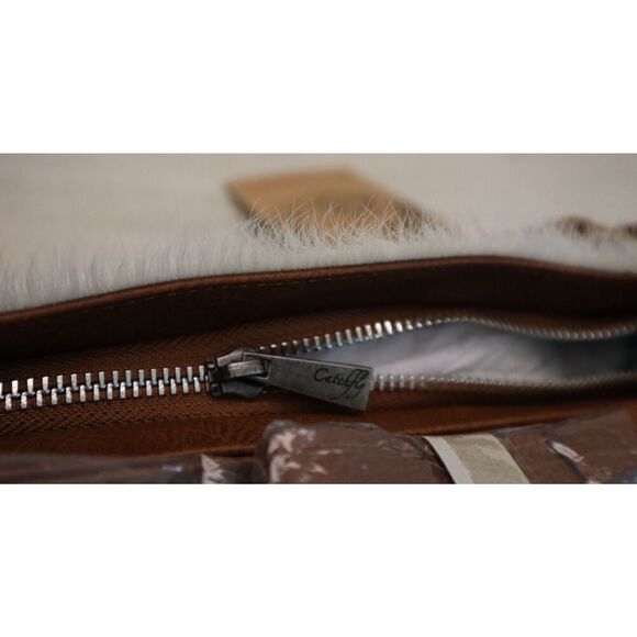 Catchfly Women's White Hair-On Convertible Tassel Leather Crossbody/Shoulder Bag - Picture 9 of 14